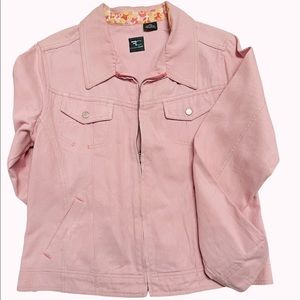 French Cuff Denim Jacket Pink Large